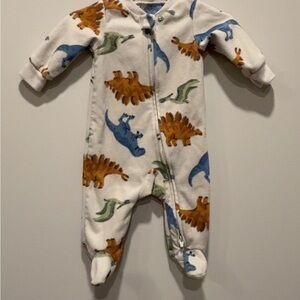 Carter's White Footie with Dinosaur Print